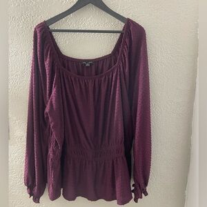 Women’s Plum Textured Peasant Blouse
